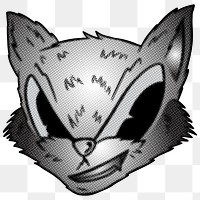 Black and white cunning fox sticker design element