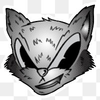 Black and white cunning fox sticker  with a white border