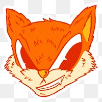 Cartoon cunning fox sticker  with a white border