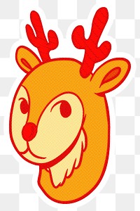 Cute reindeer sticker with a white border