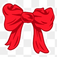 Red bow sticker  with a white border