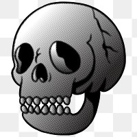 Gray halftone skull sticker design element