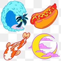Cool colorful sticker set desgin resources