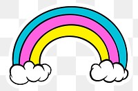 Cute rainbow sticker with a white border design element