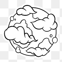 White earth with clouds sticker  with a white border design element