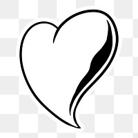 White heart sticker with a white border design element