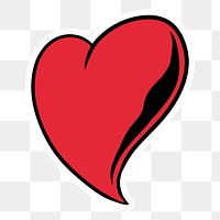 Red heart sticker with a white border design element