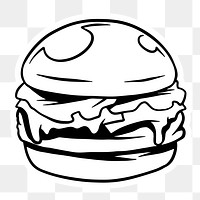 White cheeseburger sticker with a white border design element