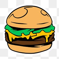 Cheeseburger sticker with a white border design element