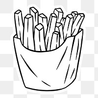 White fries sticker with a white border design element