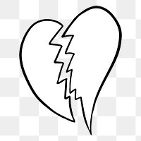 White broken heart sticker design element