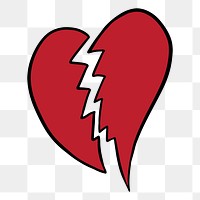 Red broken heart sticker design element