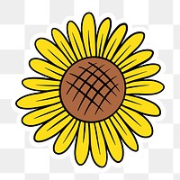 Cute sunflower sticker with a white border design element
