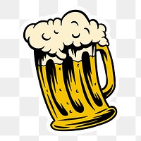 Foamy beer sticker  with a white border design element
