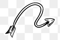 Pop art bent arrow sticker with a white border design element