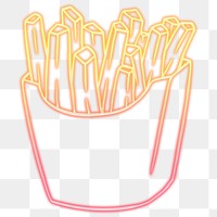 Neon french fries sticker overlay design resource 