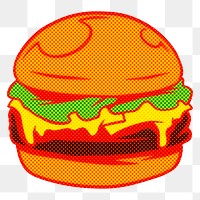 Halftone hamburger sticker overlay design element 