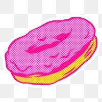 Pink glazed donut sticker overlay design resource 