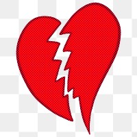 Halftone red broken heart sticker overlay design resource 