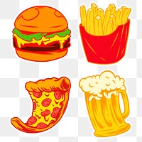 Junk food sticker set design resources 