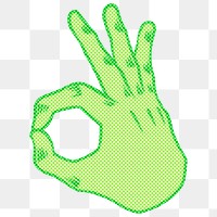 Green halftone ok hand sign sticker overlay design resource