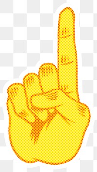 Halftone yellow finger pointing upwards design resource 