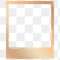 Golden instant photo frame sticker overlay design element 