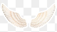 Golden wings sticker overlay with a white border design element