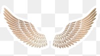 Golden wings sticker overlay with a white border design element