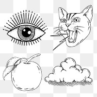 Outline sticker overlay collection design elements