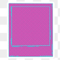 Funky neon halftone instant photo frame sticker overlay with a white border