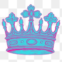 Funky neon crown sticker overlay design element 