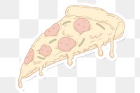 Pepperoni pizza slice sticker overlay with a white border design element