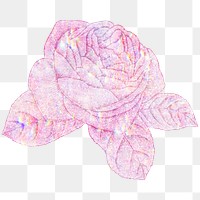 Pink holographic rose sticker overlay design element 