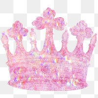 Pink holographic crown sticker overlay design element 