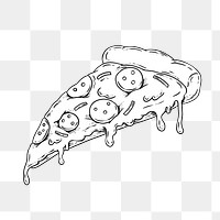 Pepperoni pizza outline sticker overlay design element 