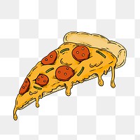 Cheesy pepperoni pizza slice sticker overlay design element 