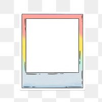 Colorful instant photo frame sticker overlay with a white border design element
