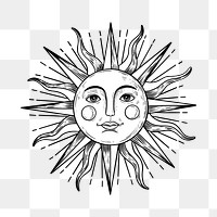 Sun with a face outline sticker overlay design element 