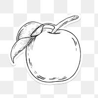 Apple outline sticker overlay with a white border design element