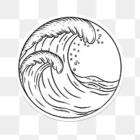 Ocean waves outline sticker overlay with a white border