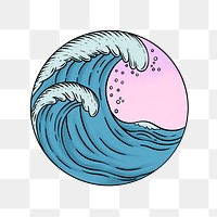 Blue ocean waves sticker overlay design element 