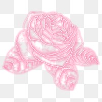 Neon red rose sticker overlay design element 