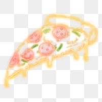 Neon pepperoni pizza slice sticker overlay design element
