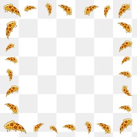 Square pepperoni pizza frame background design element