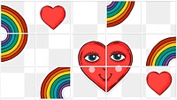 Cheerful heart and rainbow background design element