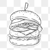 White hamburger sticker with a white border