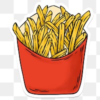 Fries sticker with a white border