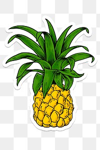 Yellow pineapple sticker with a white border
