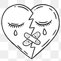 Heart with a crying face sticker design element